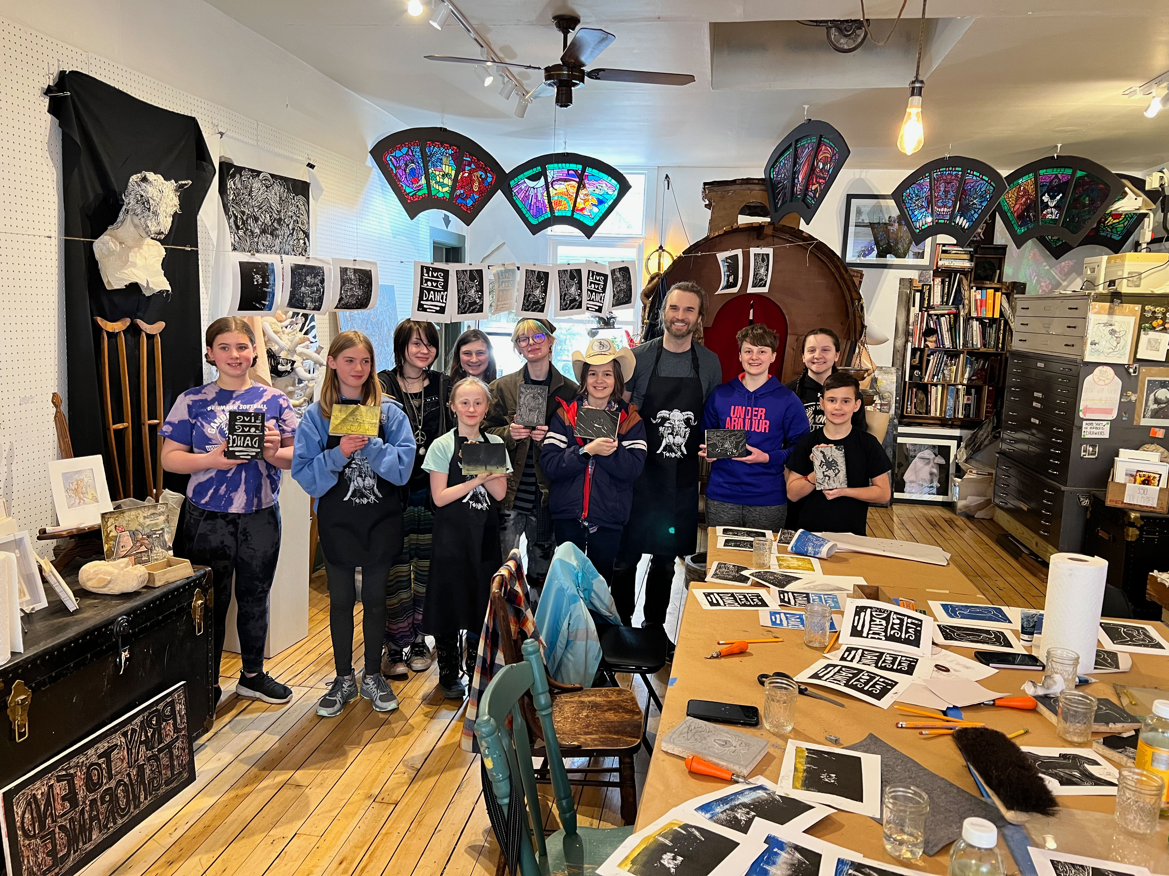 Youth Art Month Printmaking Class FTW
