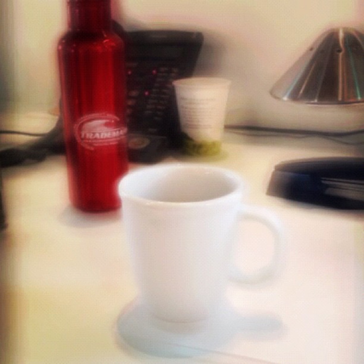 Morning coffee at the desk