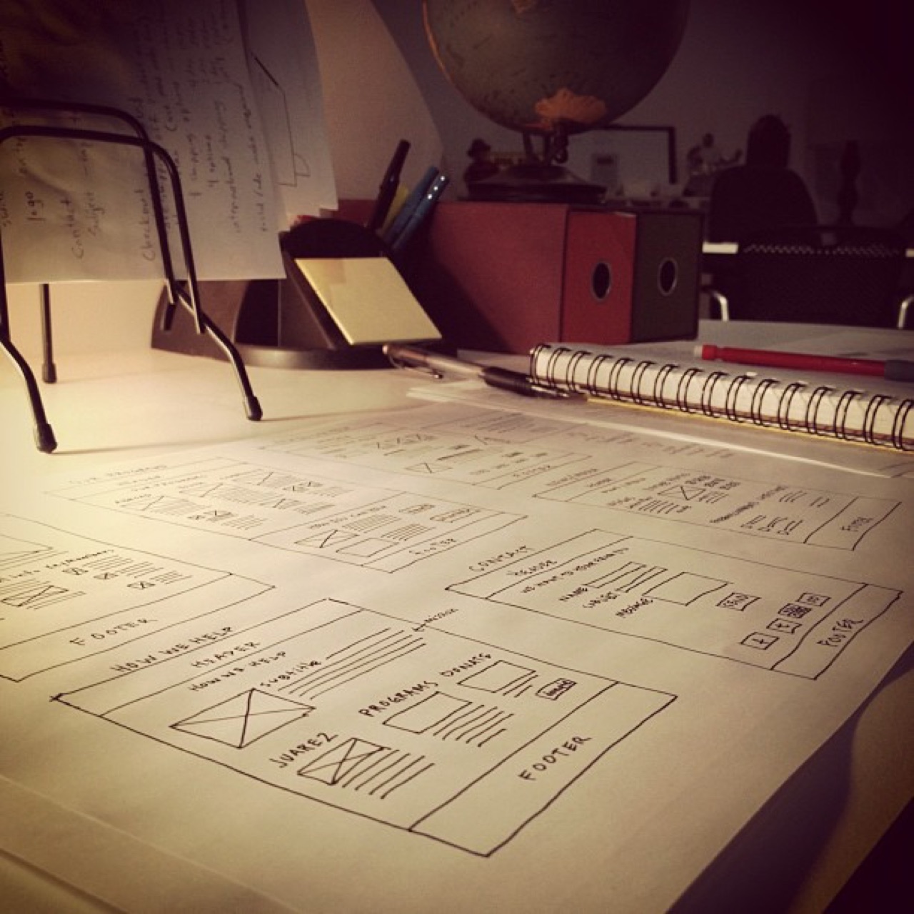 Sketching website wireframes by hand