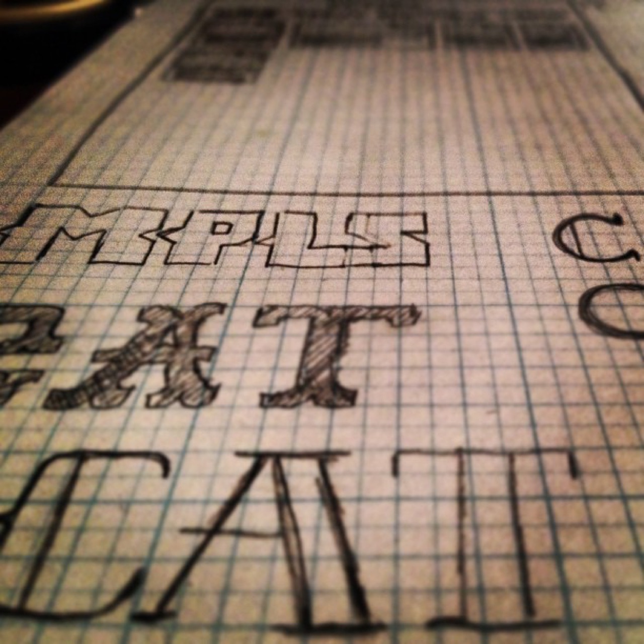Hand lettering on graph paper
