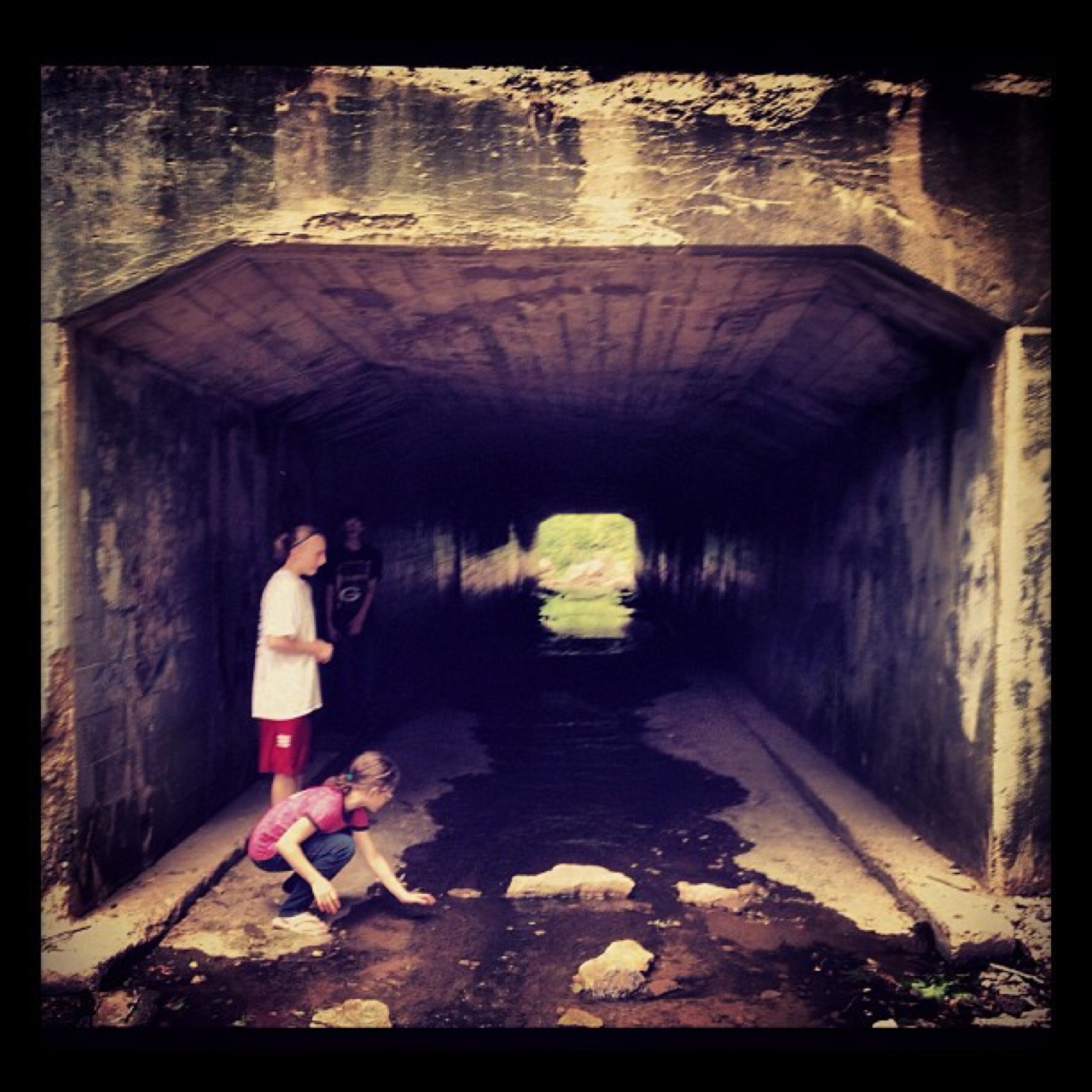 Exploring the culvert tunnel