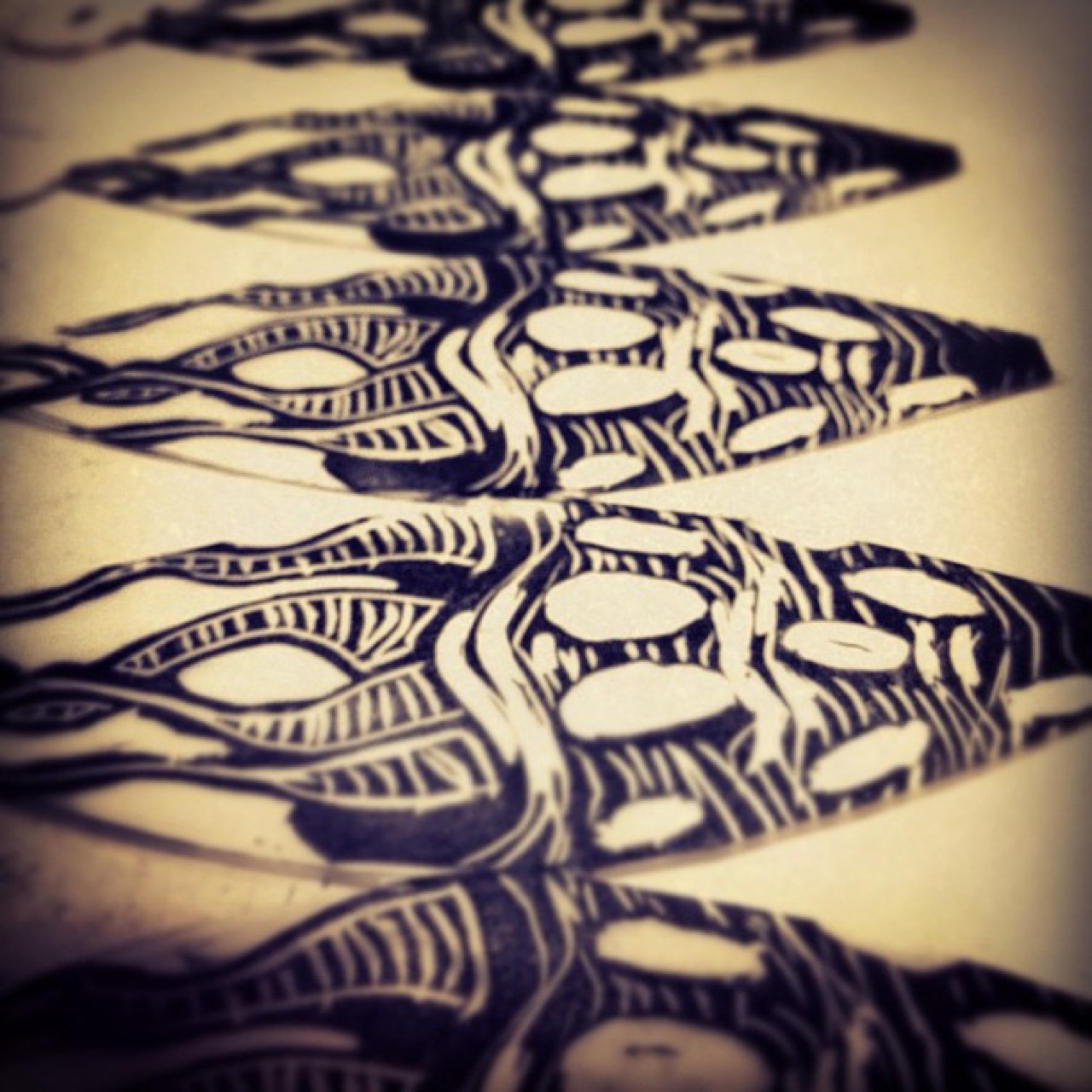 A run of fresh block prints