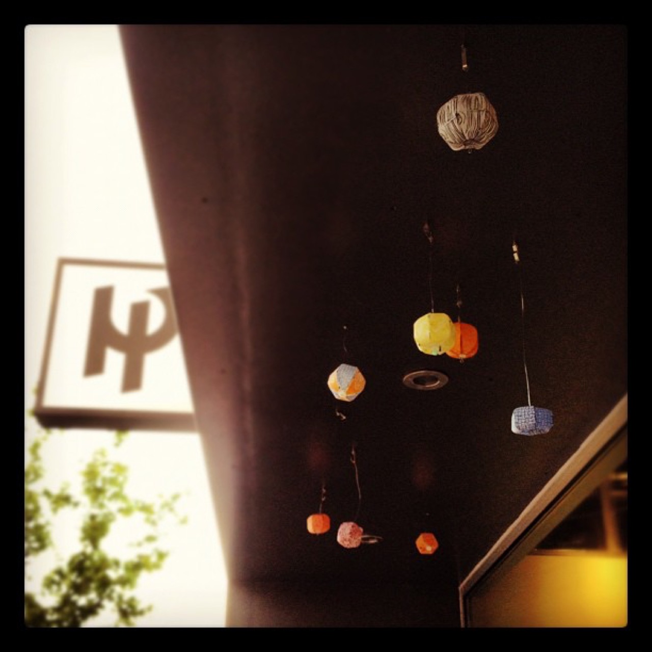 Paper ornaments under the awning