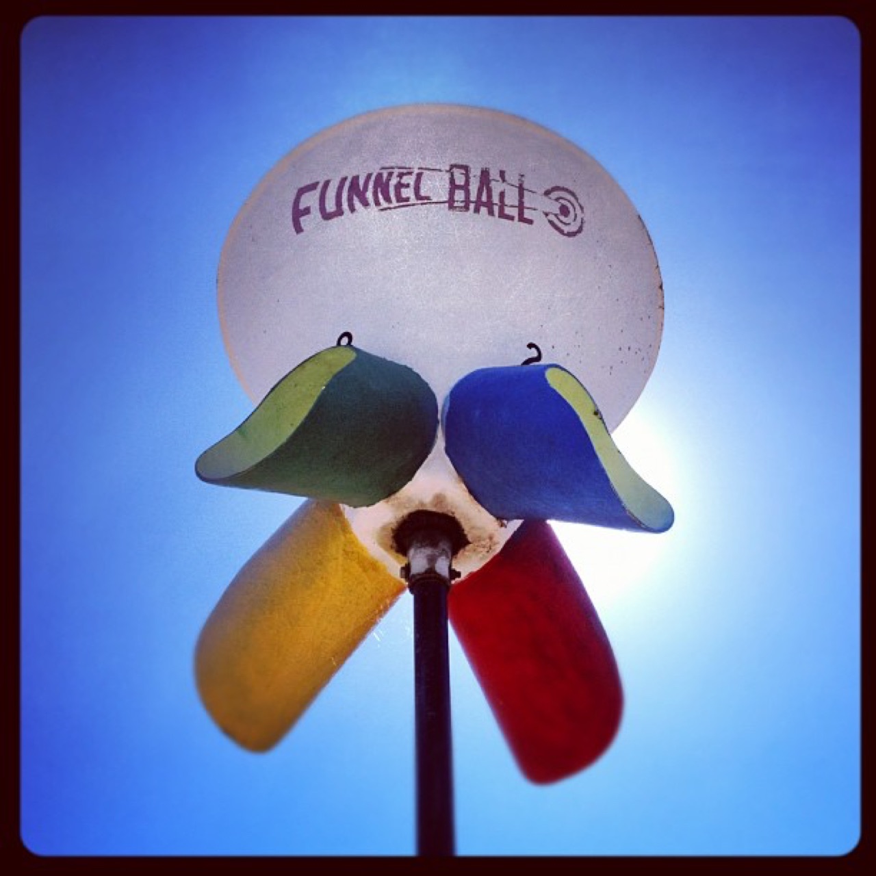 Funnel Ball against a blue sky