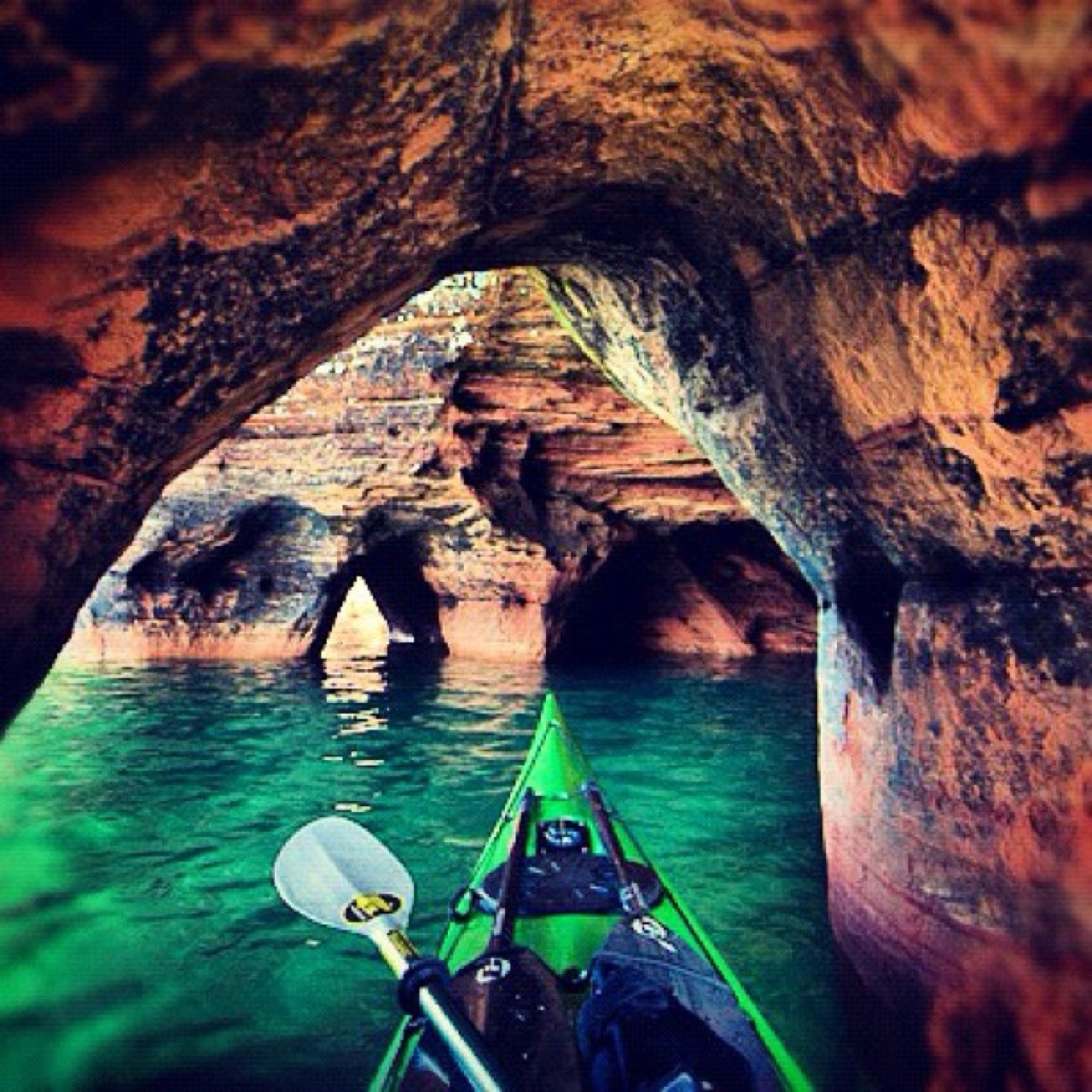 Kayaking the Apostle Islands sea caves