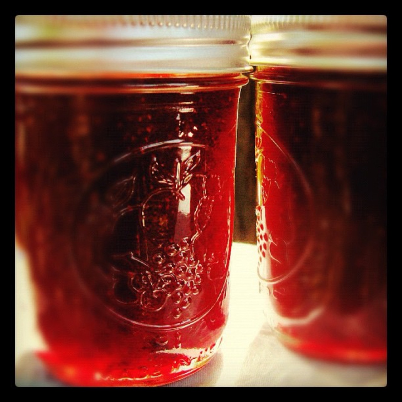 Two jars of homemade jam