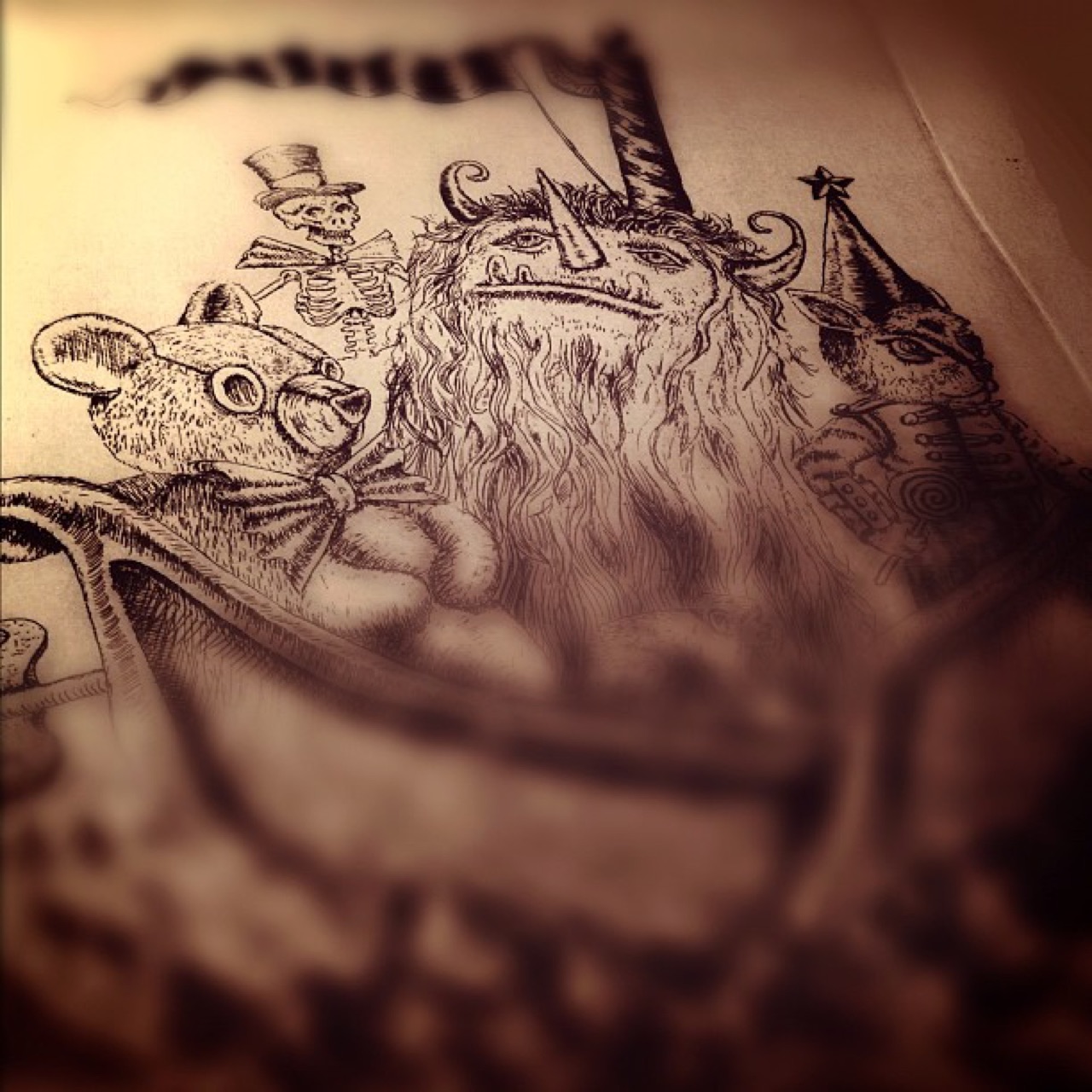 A first state proof on my copper plate etching.