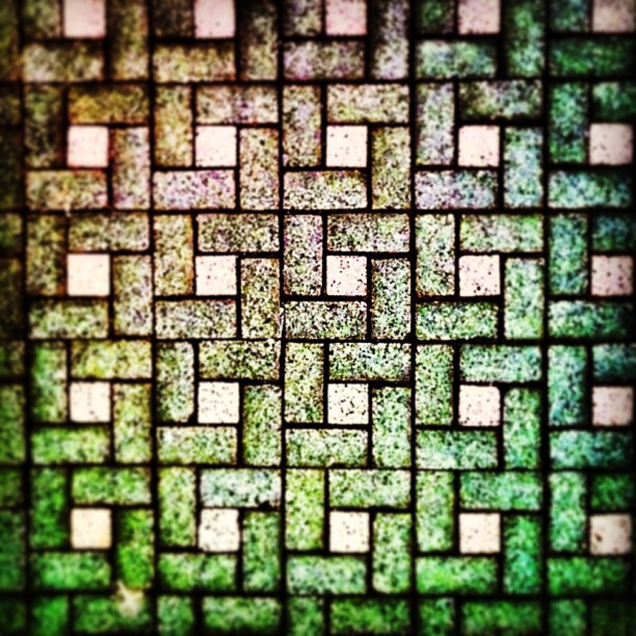 Pinwheel mosaic in mossy greens