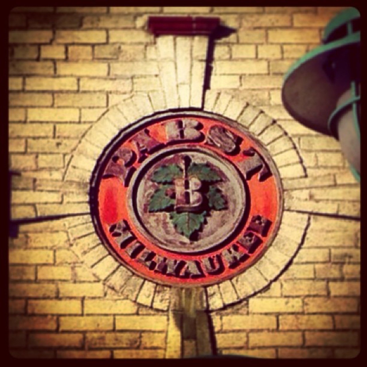Pabst medallion on cream city brick