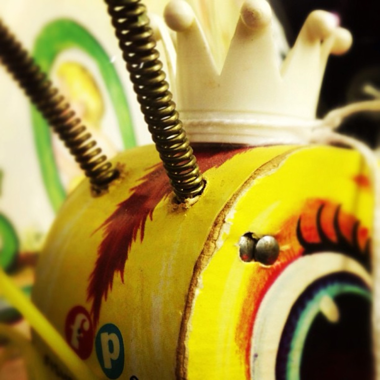 Crowned bee pull toy up close