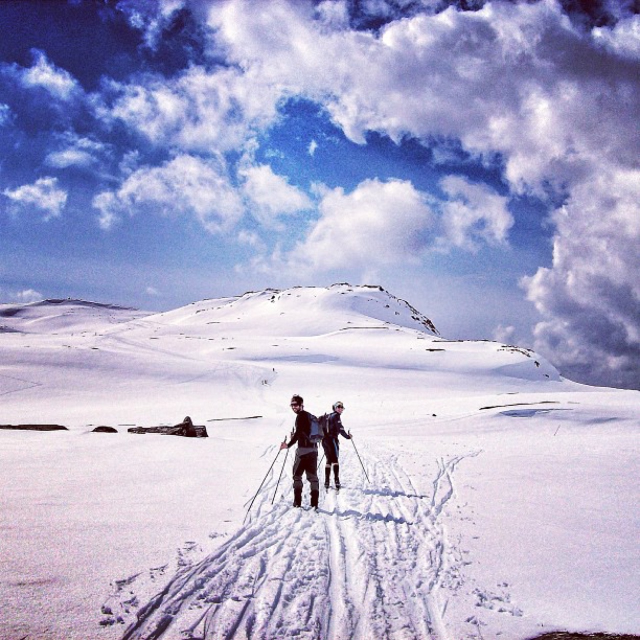 Skiing up the mountain at Suldal.