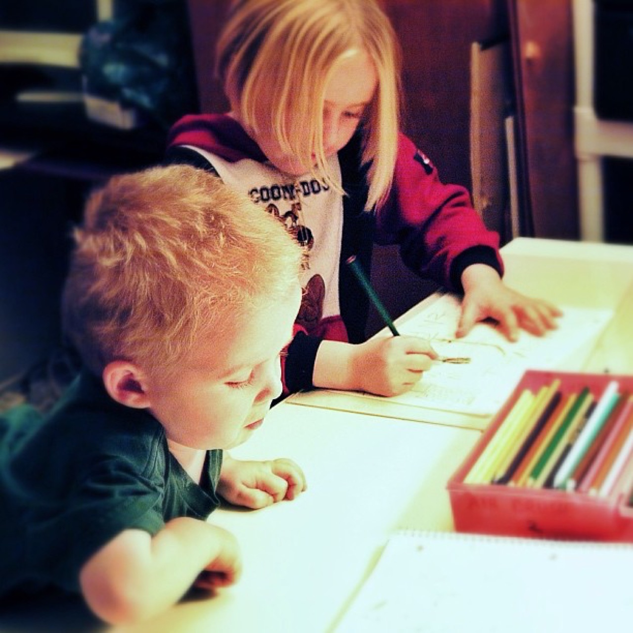 Two little artists in the making.