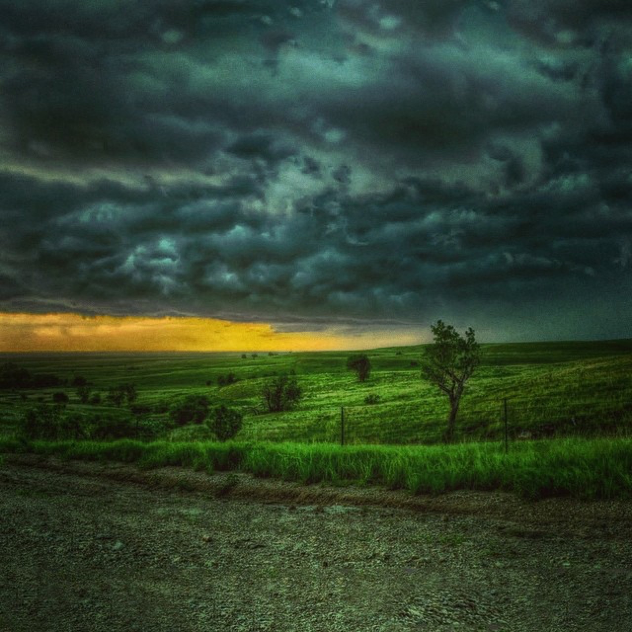 Sunsdown near the sea can bring such looming storm weather