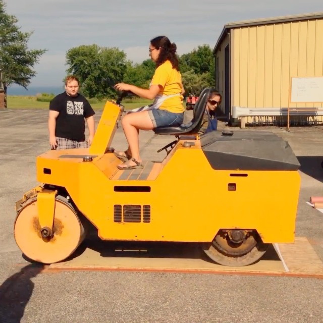 Perfect day for printmaking with a steamroller on the lakeshore.