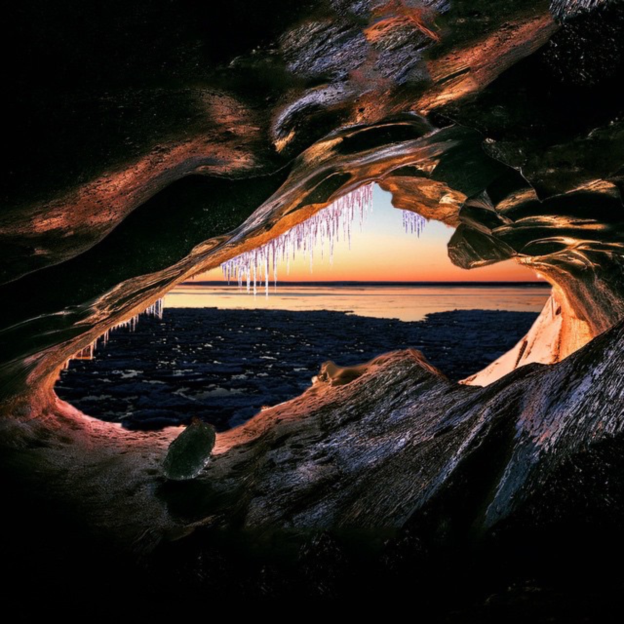 Icy cave on the #Gitche Gumee.