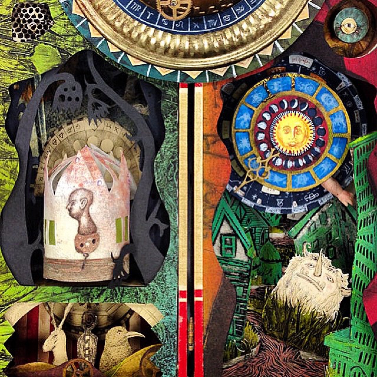 A new assemblage box Spirit house diorama illustrating the microcosm…