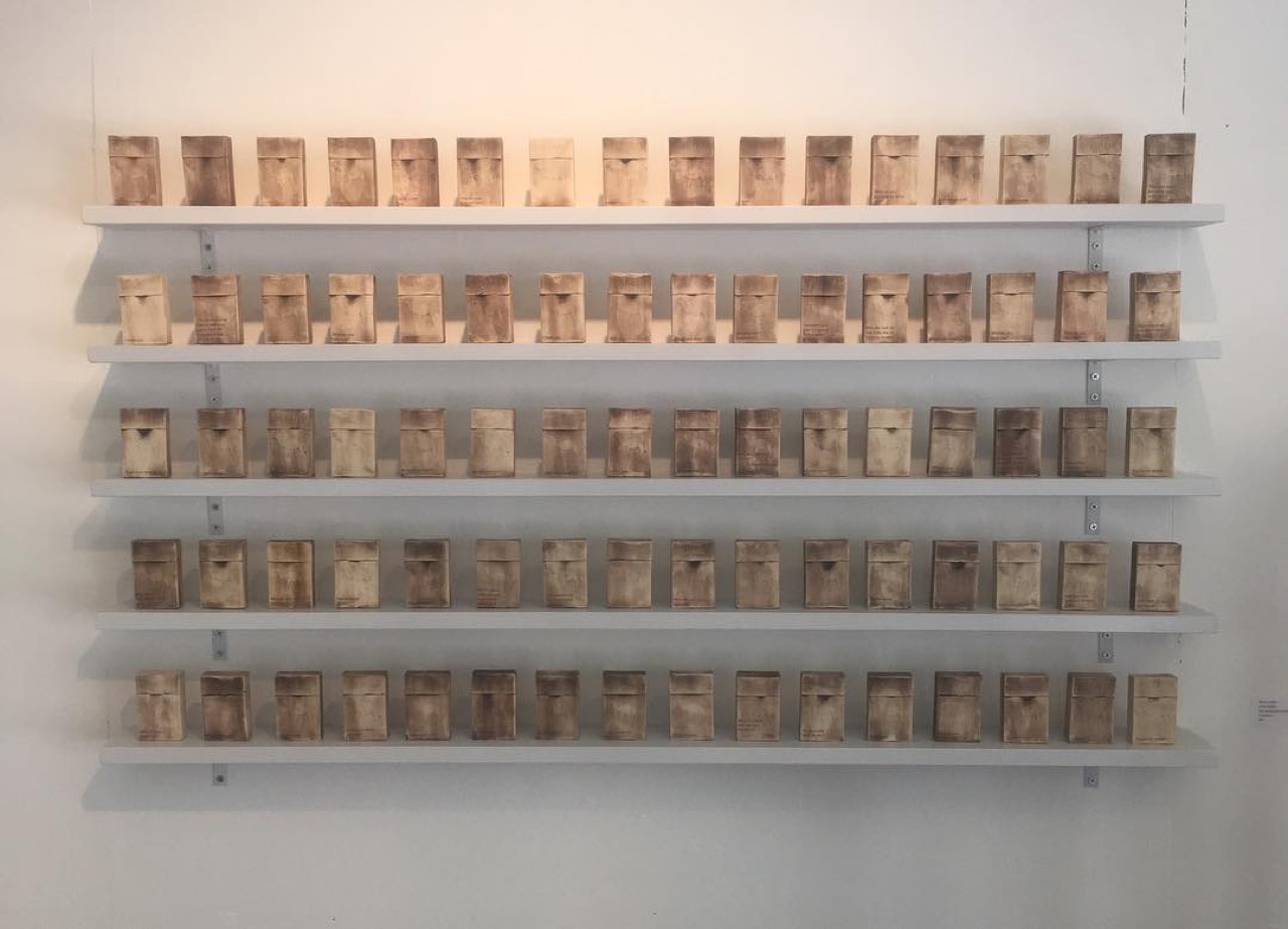 "Love Notes" by Becca Hahn Slip casted porcelain, oxide wash, and decal…