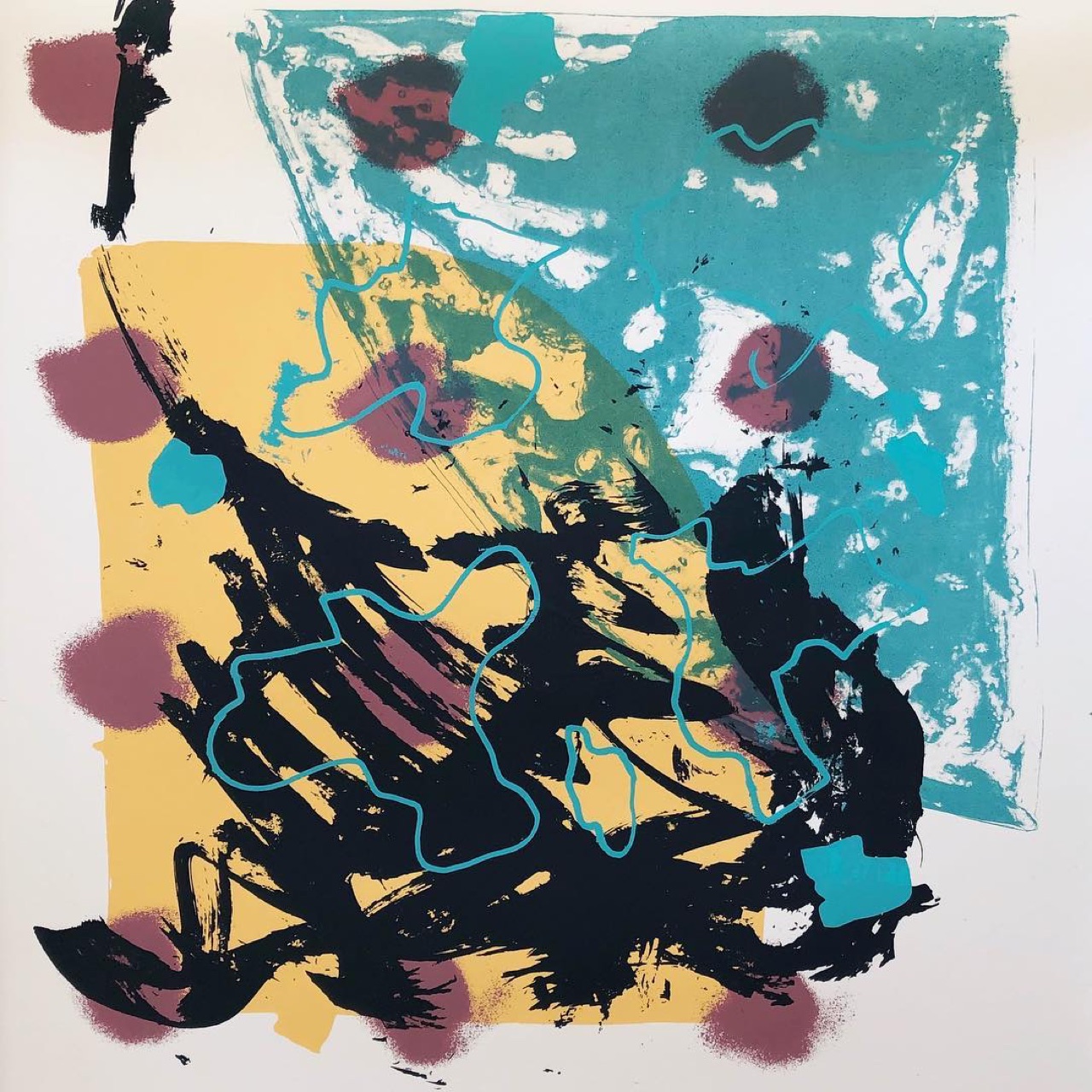 This screenprint has been hand pulled by artist in residence…