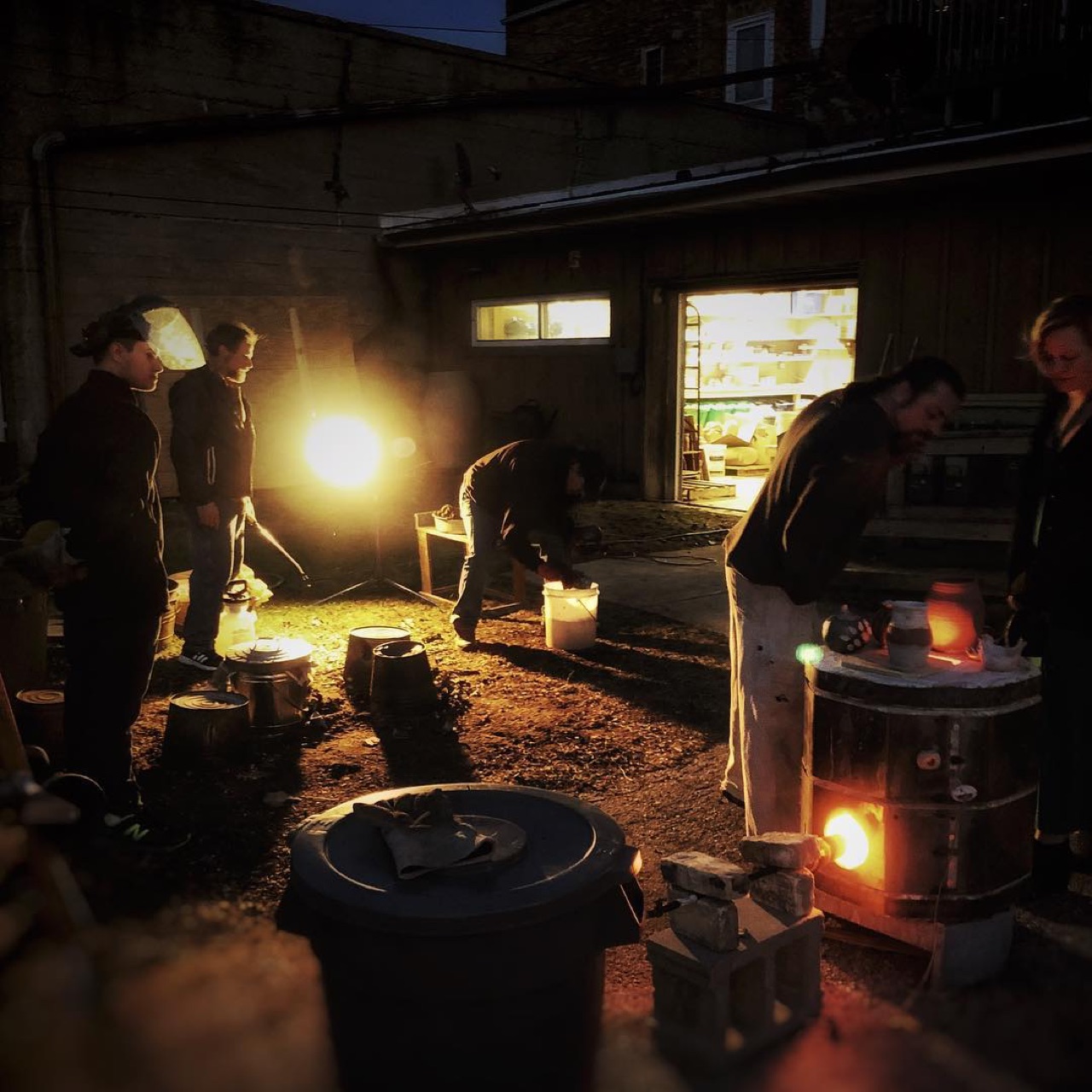 #Raku firing at my next door neighbor clay studio and coop, Clay on…