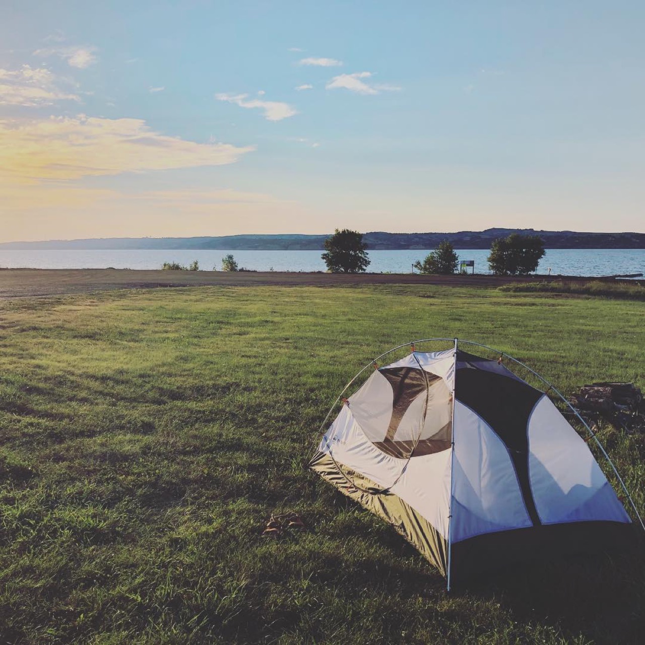 Our boondock campsite for the night on the Missouri River.