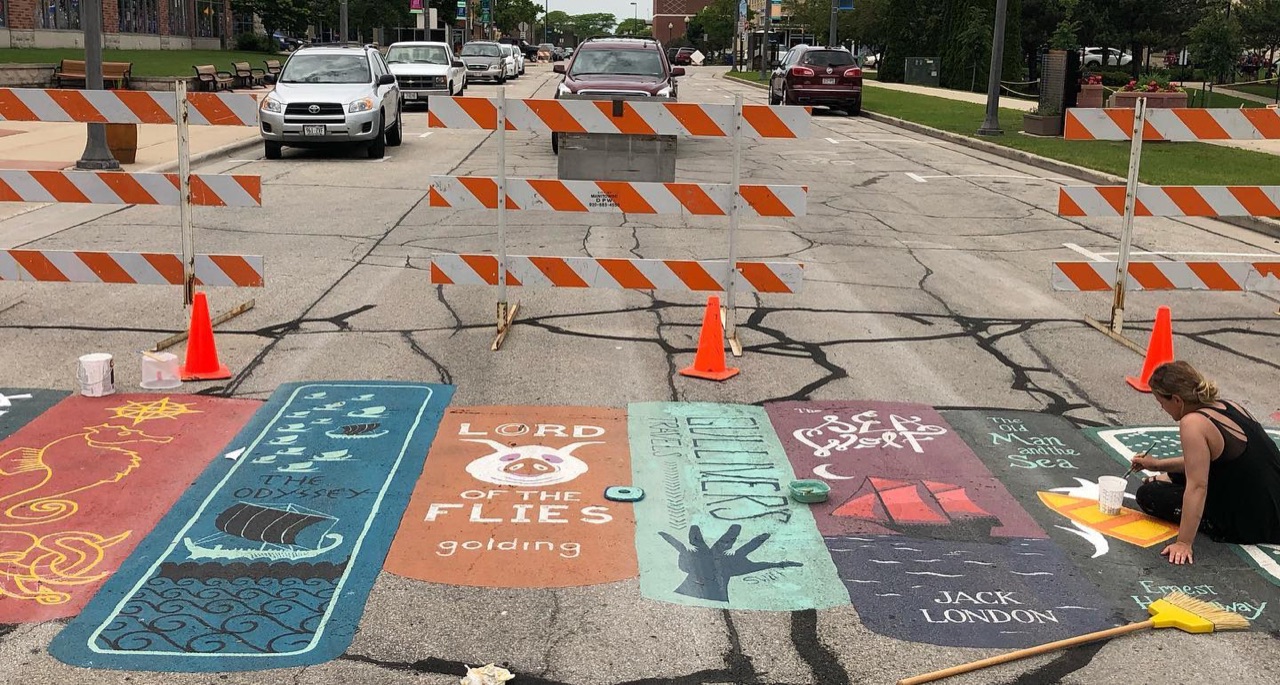We painted a street mural in downtown Manitowoc this week with the…