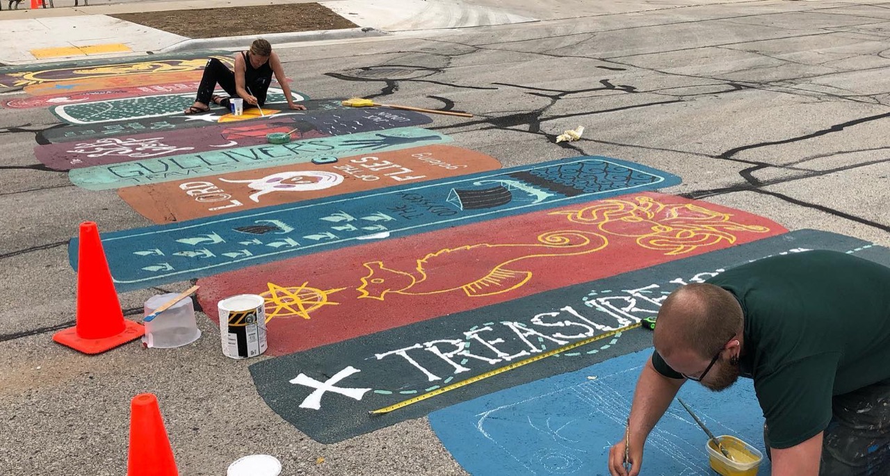 We painted a street mural in downtown Manitowoc this week with the…