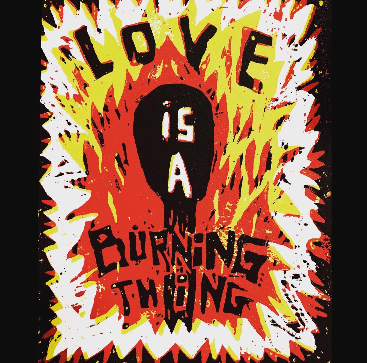 3 color reduction wood relief print done in our new studio #truelove…