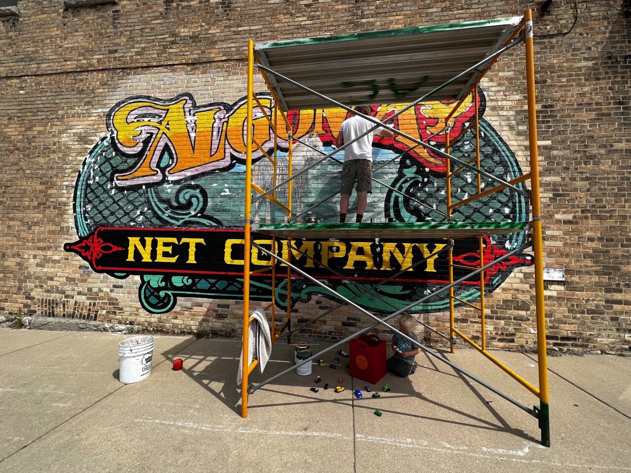 We put a fresh coat of paint on this mural, originally painted in 2007…