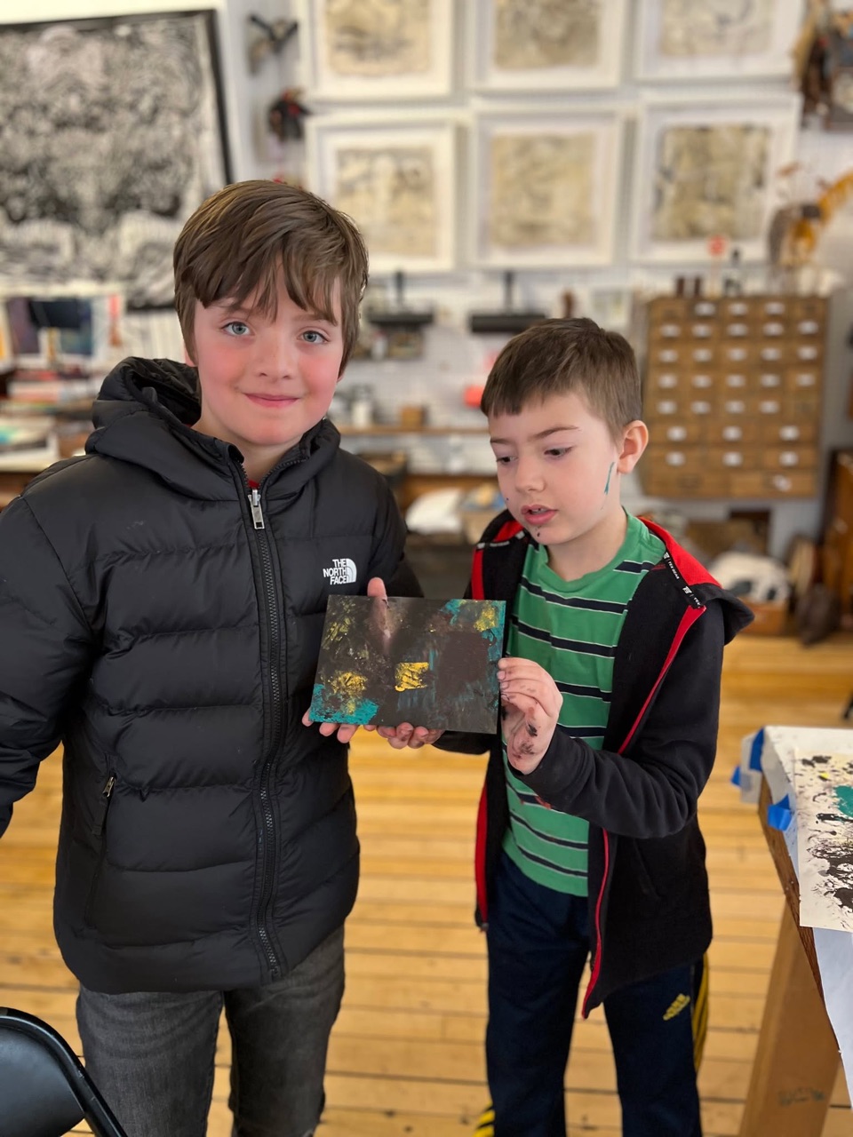 We had a great group of young printmakers in the studio this morning!