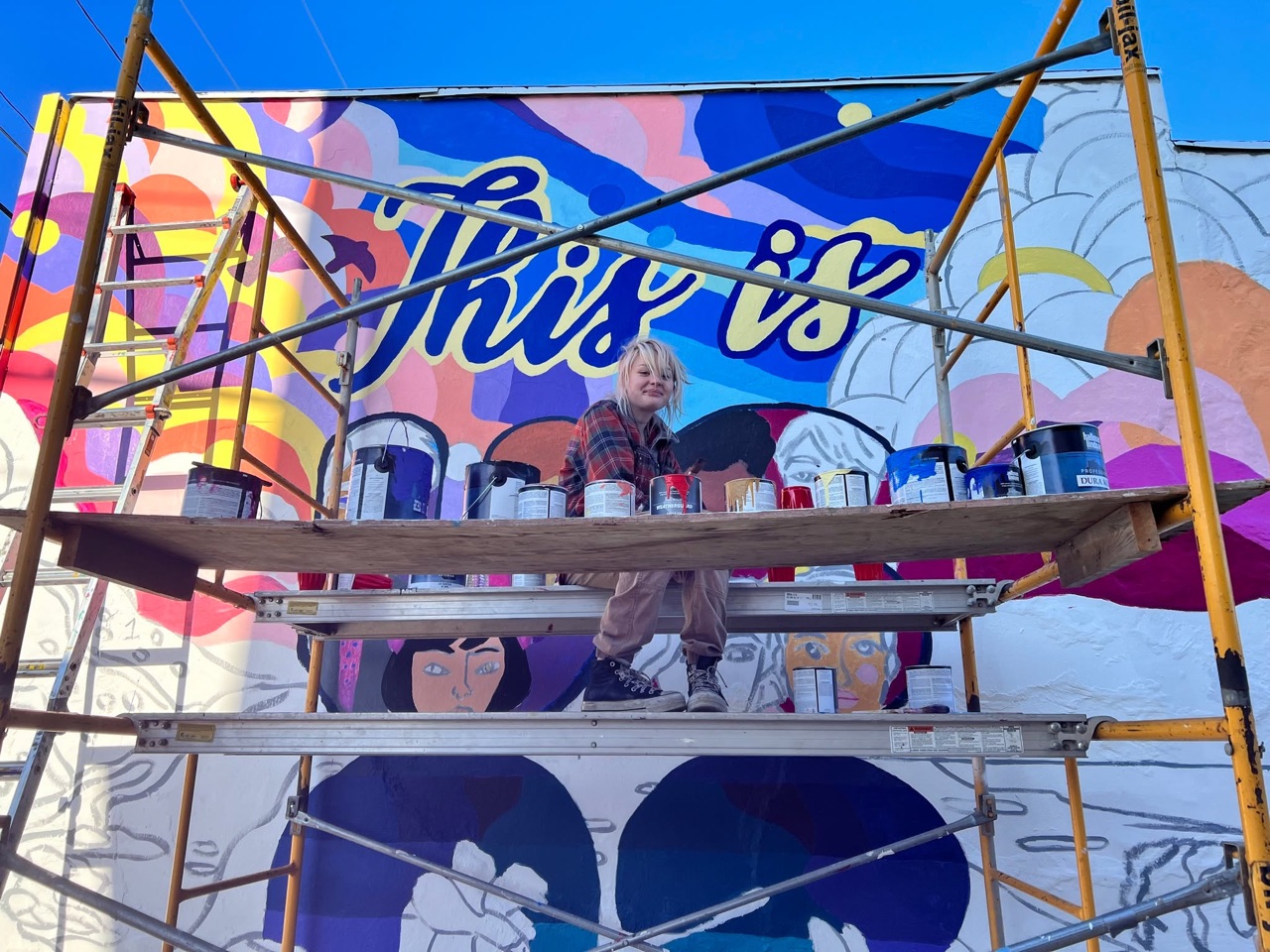 We can see our latest mural from our backyard!