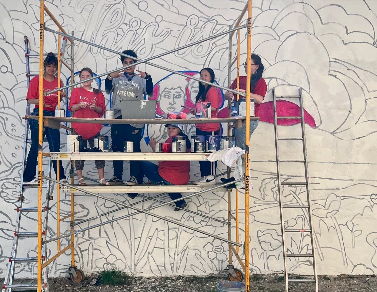 We can see our latest mural from our backyard!