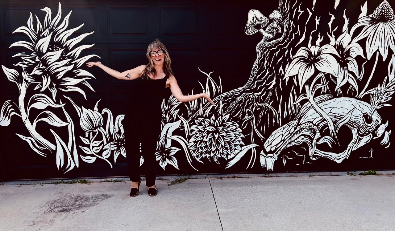 We made a new friend who let us paint cool stuff on her garage door.