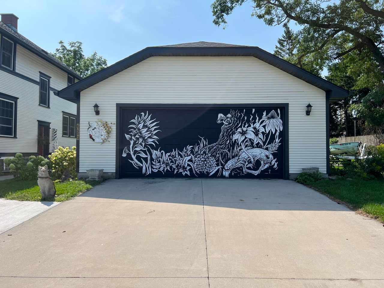 We made a new friend who let us paint cool stuff on her garage door.