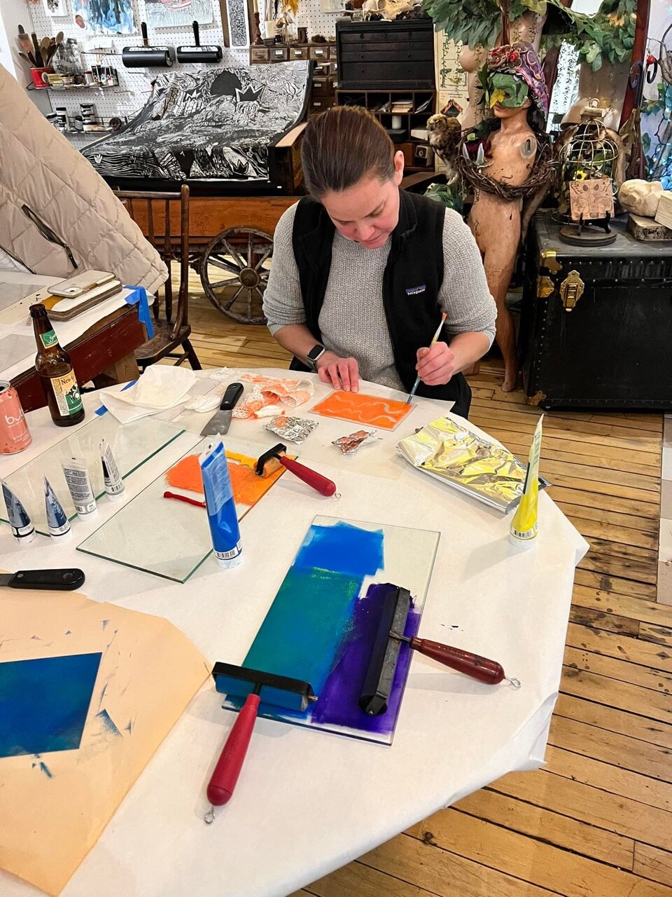 Great night of printmaking at Yonder last night!