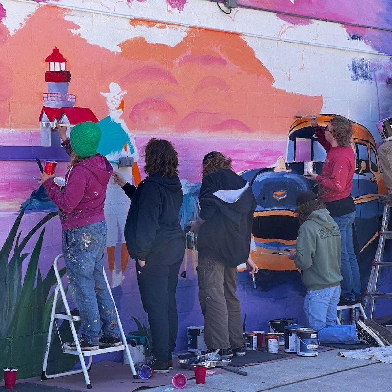 We painted this mural with the Kewaunee High School art students.