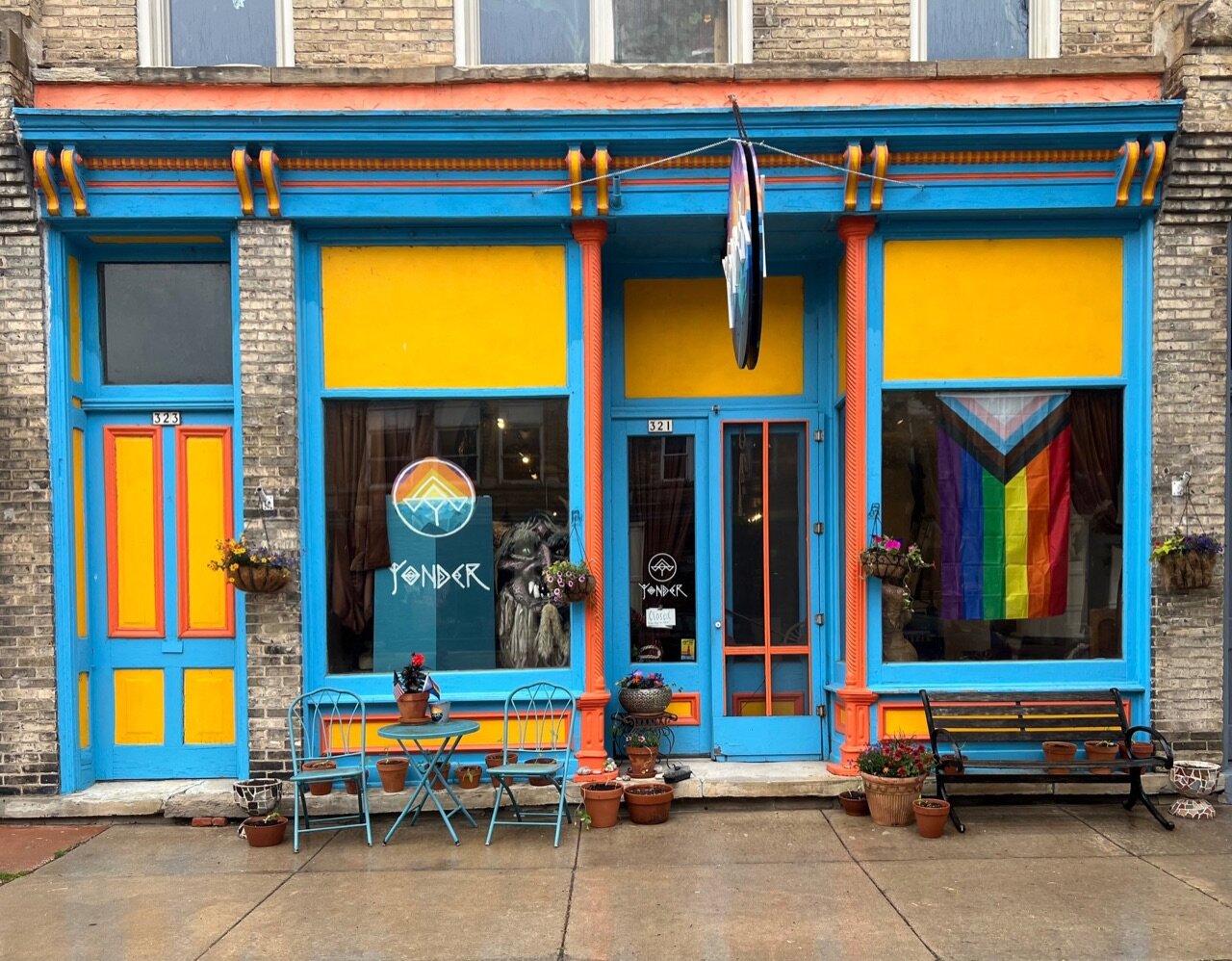 We dig how the Pride Flag looks in our window.