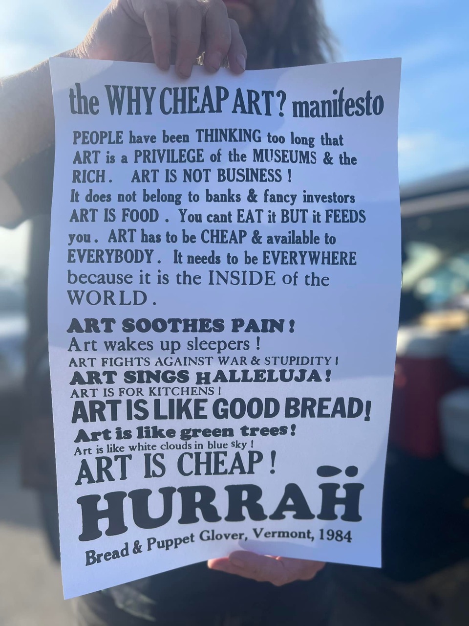We are returning inspired after a pilgrimage to Bread and Puppet…