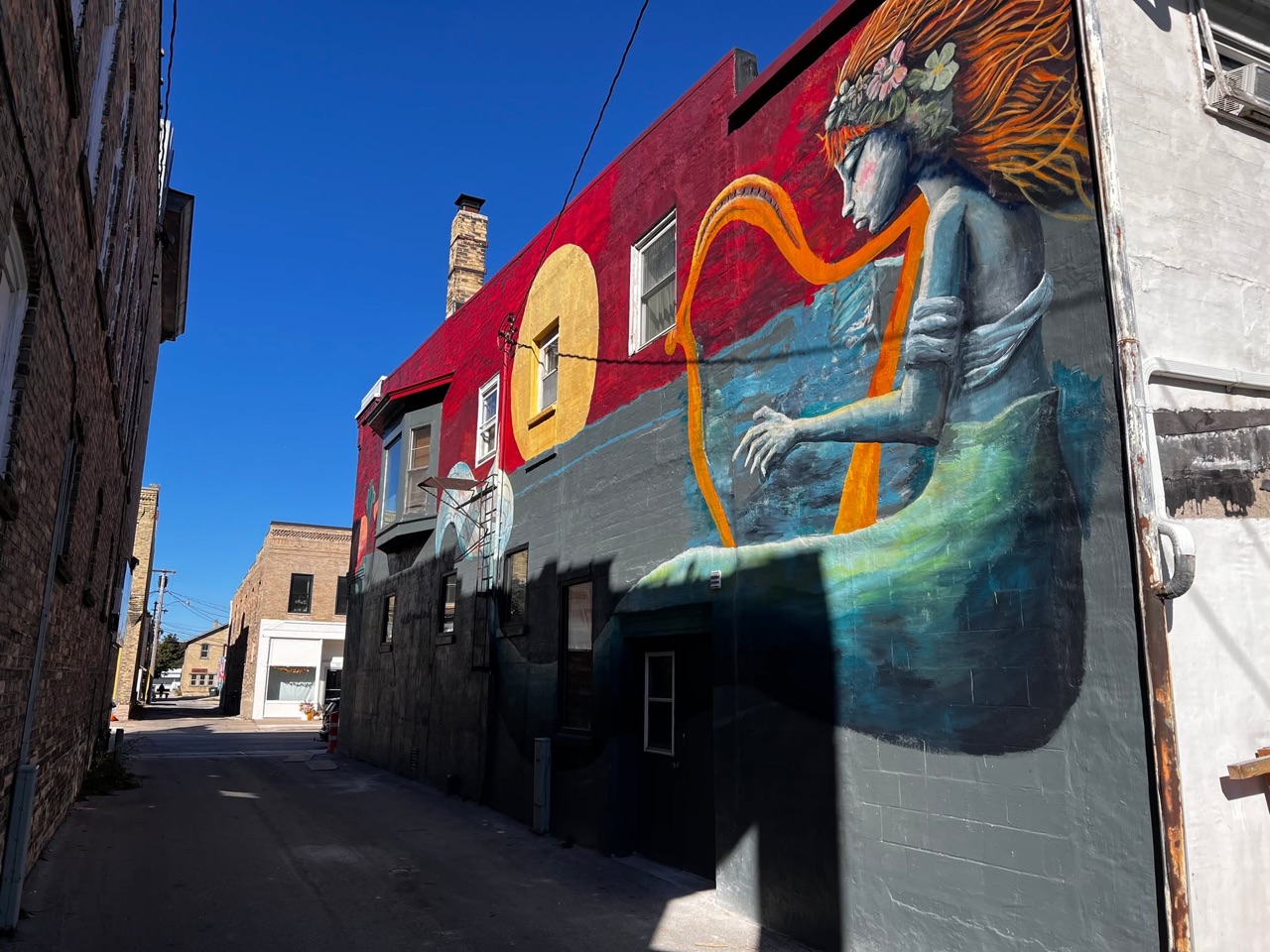 You can see our latest mural from our kitchen window.
