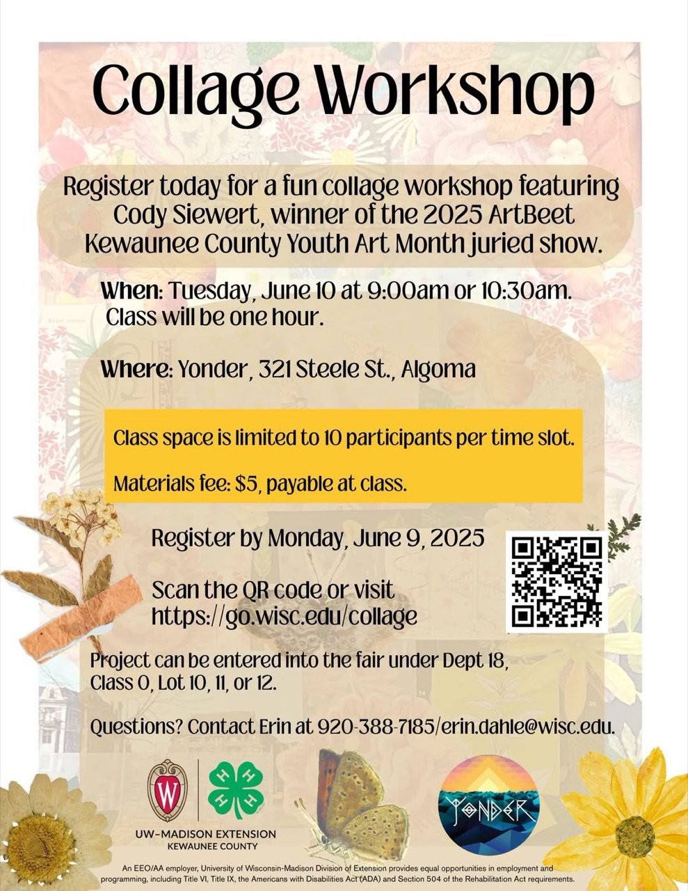 Join us this Tuesday at Yonder for a collage workshop with recent KHS…
